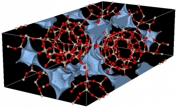 ball and stick rendering of a rectangle of porous material