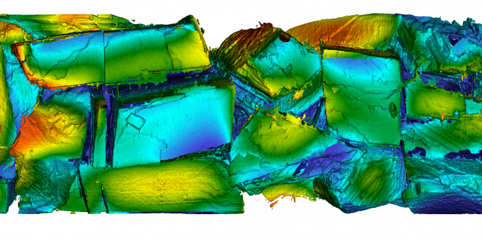 The fine detail of this simulationwhich shows computed pH on calcite grains at 