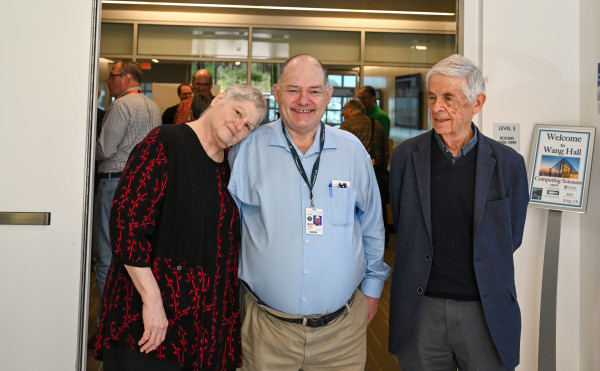 Philip Colella (center) with his wife Susan (left) and mentor Alexandre Chorin (right).