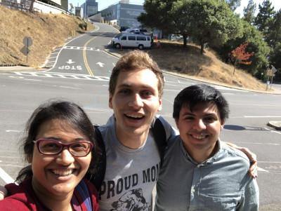 Professor Tanzima Islam (left) and her students Quentin Jensen (middle) and Alexis Ayala (right) at Berkeley Lab in 2019